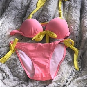 Pink and yellow bikini
